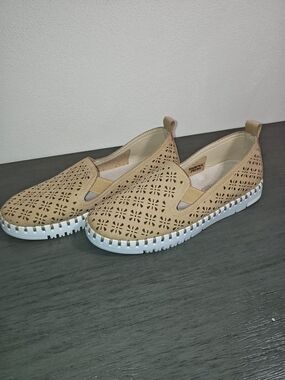 Patrizia By Spring Step Breathable Slip-On Loafer in Tan
